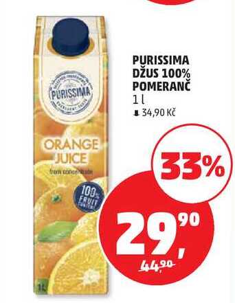 PURISSIMA DŽUS 100% POMERANČ, 1 l
