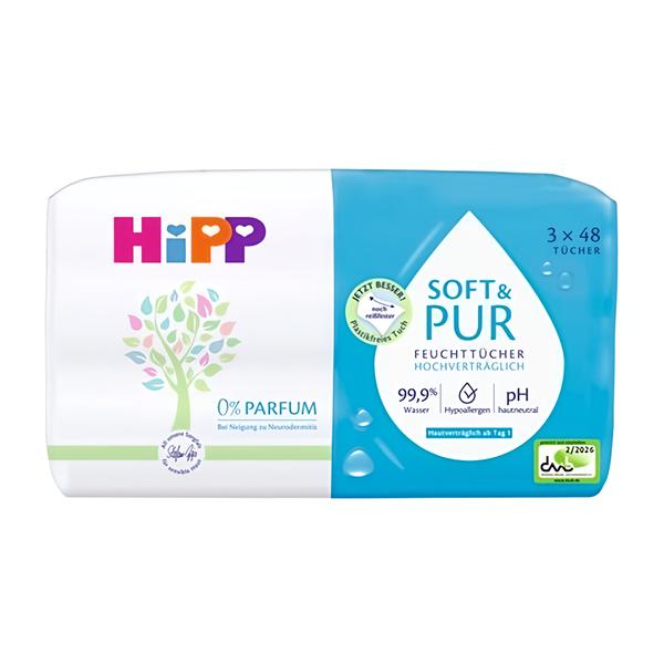 HiPP Čistící vlhčené ubrousky Soft & Pur 3 x 48 ks