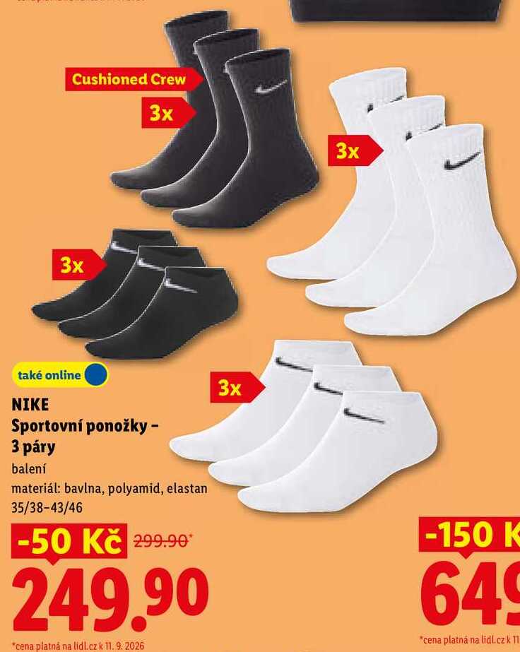 NIKE Sportovní ponožky - 3 páry