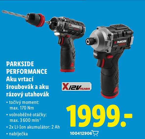 PARKSIDE PERFORMANCE Aku vrtací šroubovák a aku rázový utahovák