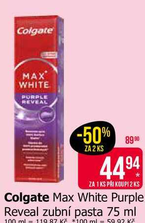 Colgate Max White Purple Reveal zubní pasta 75 ml 
