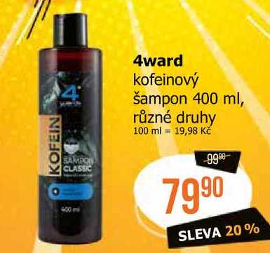 4ward kofeinový šampon 400 ml, různé druhy