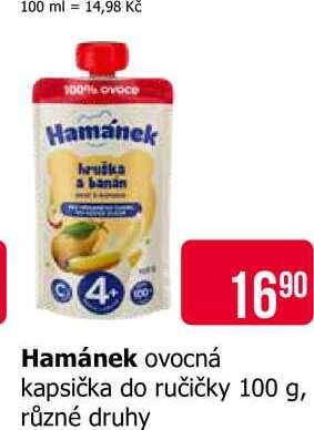 Hamánek ovocná kapsička do ručičky 100 g, různé druhy