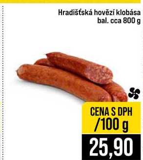 Hradišťská hovězí klobása bal. cca 800 g 100g