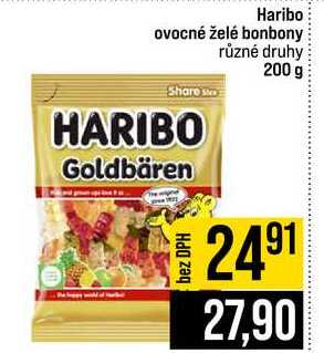 Haribo ovocné želé bonbony různé druhy 200 g 