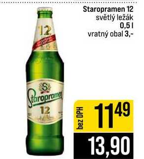 Staropramen 12 světlý ležák 0,5l v akci