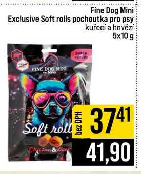 Fine Dog Mini Exclusive Soft rolls pochoutka pro psy kuřecí a hovězí 5x10 g