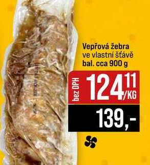 Vepřová žebra ve vlastní šťávě bal. cca 900 g 