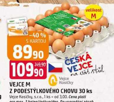 VEJCE M Z PODESTÝLKOVÉHO CHOVU 30 ks