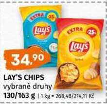 LAY'S CHIPS vybrané druhy 130/163 g