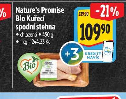 Nature's Promise Bio Kuřecí spodní stehna chlazená 450 g