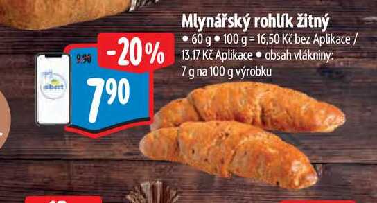 Mlynářský rohlík žitný 60 g