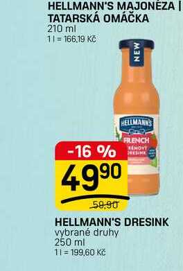 HELLMANN'S DRESINK vybrané druhy 250 ml