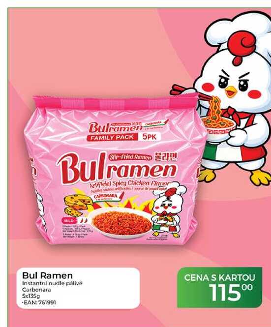 Bul Ramen Instantní nudle pálivé Carbonara 5x135g