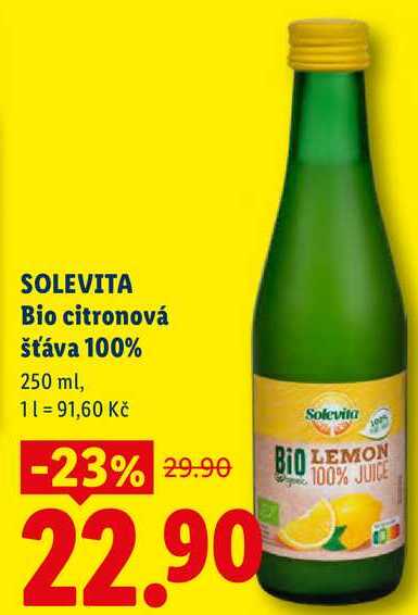 SOLEVITA Bio citronová šťáva, 250 ml