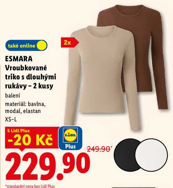 ESMARA Vroubkované triko s dlouhými rukávy - 2 kusy, balení