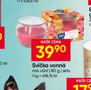 Svíčka vonná mix vůni 80 g sklo