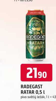 RADEGAST RATAR 0,5L pivo světlý ležák