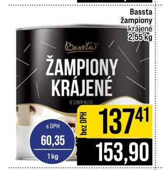 Bassta žampiony krájené 2,55kg 