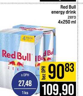 Red Bull energy drink zero 4x250 ml