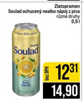 Zlatopramen Soulad ochucený nealko nápoj z piva různé druhy 0,5l