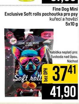 Fine Dog Mini Exclusive Soft rolls pochoutka pro psy kuřecí a hovězí 5x10 g