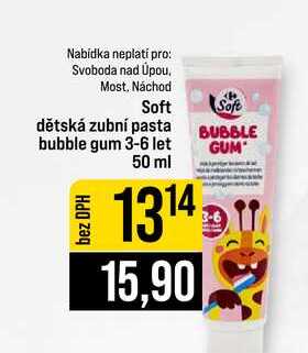 Soft dětská zubní pasta bubble gum 3-6 let 50 ml