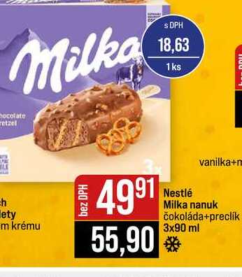 Nestlé vanilka+m Milka nanuk čokoláda+preclík 3x90 ml