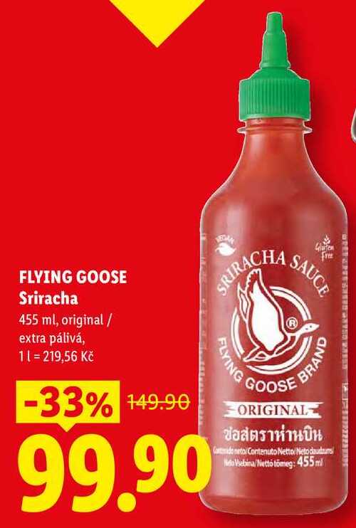FLYING GOOSE Sriracha, 455 ml, original / extra pálivá