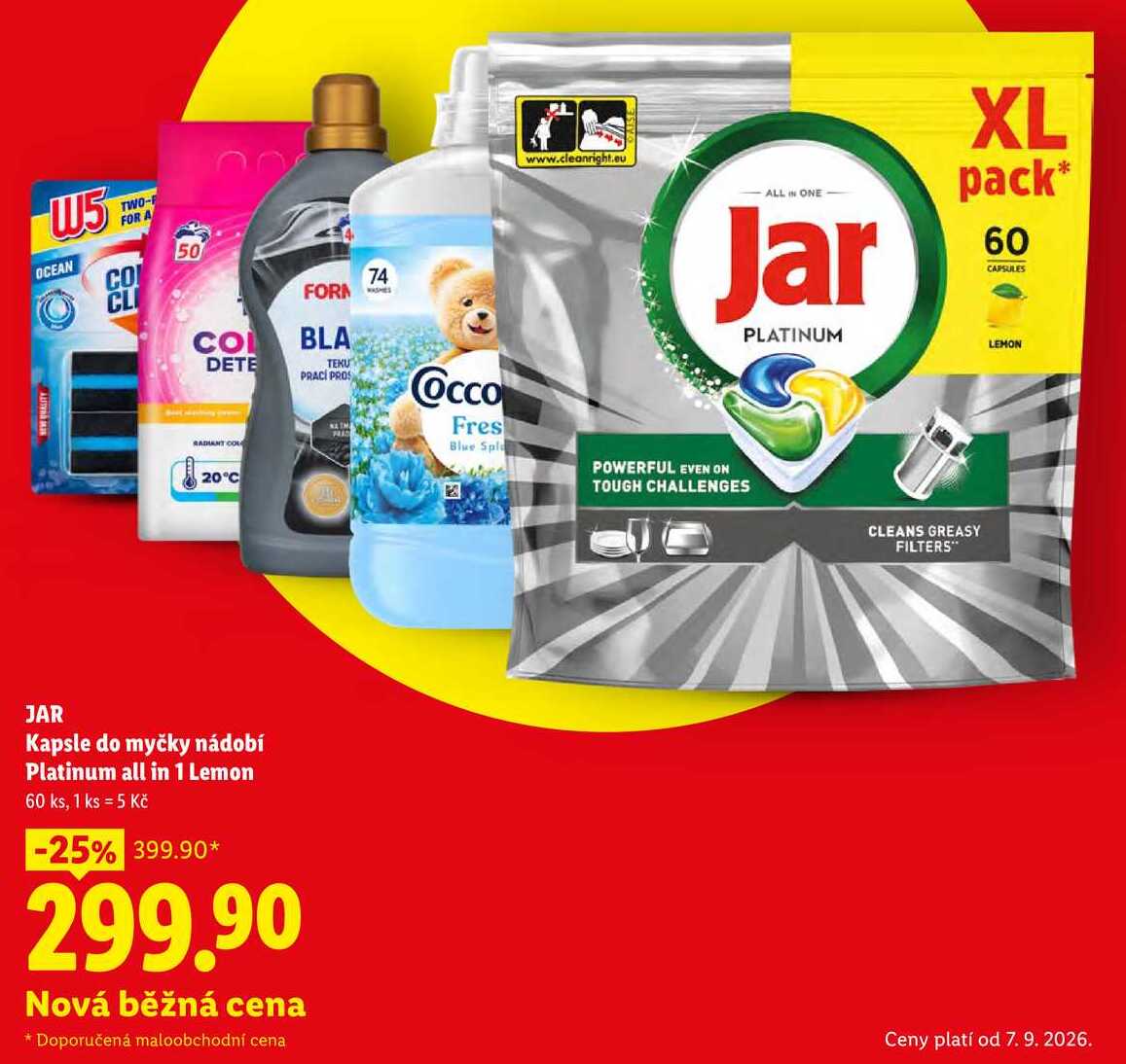 JAR Kapsle do myčky nádobí Platinum all in 1 Lemon, 60 ks
