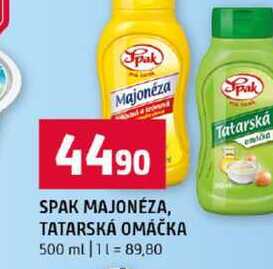 SPAK MAJONÉZA, TATARSKÁ OMÁČKA 500 ml 
