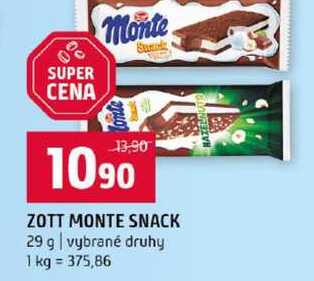 ZOTT MONTE SNACK 29 g vybrané druhy