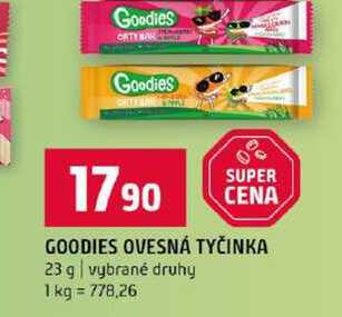 GOODIES OVESNÁ TYČINKA 23 g vybrané druhy