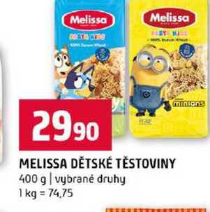 MELISSA DĚTSKÉ TĚSTOVINY 400 g vybrané druhy 