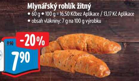 Mlynářský rohlík žitný, 60 g