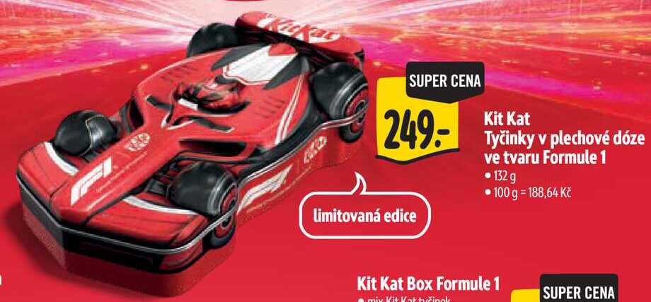 Kit Kat Tyčinky v plechové dóze ve tvaru Formule 1, 132 g