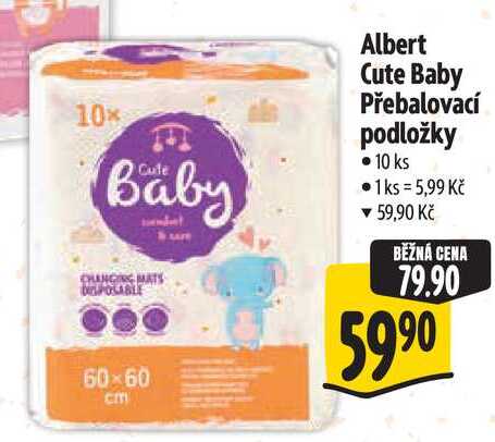 Albert Cute Baby Přebalovací podložky, 10 ks