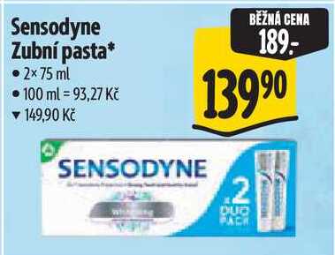 Sensodyne Zubní pasta, 2x 75 ml