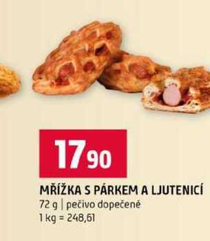MŘÍŽKA S PÁRKEM A LJUTENICÍ 72 g pečivo dopečené 