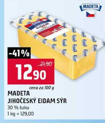 MADETA JIHOČESKÝ EIDAM SÝR 30% tuku 100g