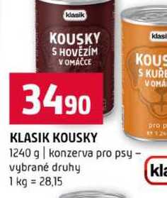 KLASIK KOUSKY 1240 g konzerva pro psy vybrané druhy 