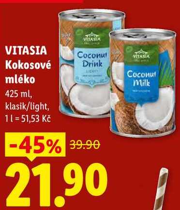 VITASIA Kokosové mléko, 425 ml 