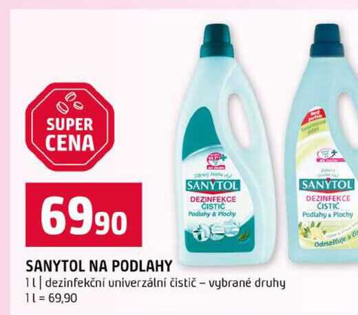 SANYTOL na Podlahy 1l dezinfekční univerzální čistič vybrané druhy