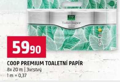 COOP PREMIUM TOALETNÍ PAPÍR 8x 20 m 3vrstvý