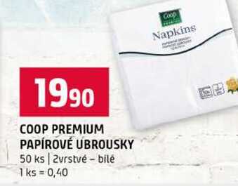COOP PREMIUM PAPÍROVÉ UBROUSKY 50 ks 2vrstvé bile