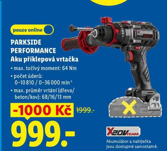 PARKSIDE PERFORMANCE Aku příklepová vrtačka