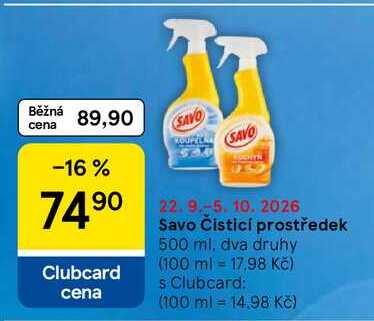 Savo Čisticí prostředek, 500 ml, dva druhy
