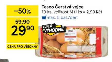 Tesco Čerstvá vejce, 10 ks, velikost M 