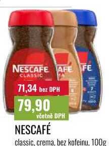 NESCAFÉ classic, crema, bez kofeinu, 100g