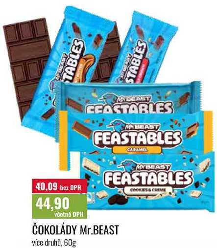 ČOKOLÁDY Mr.BEAST více druhů, 60g